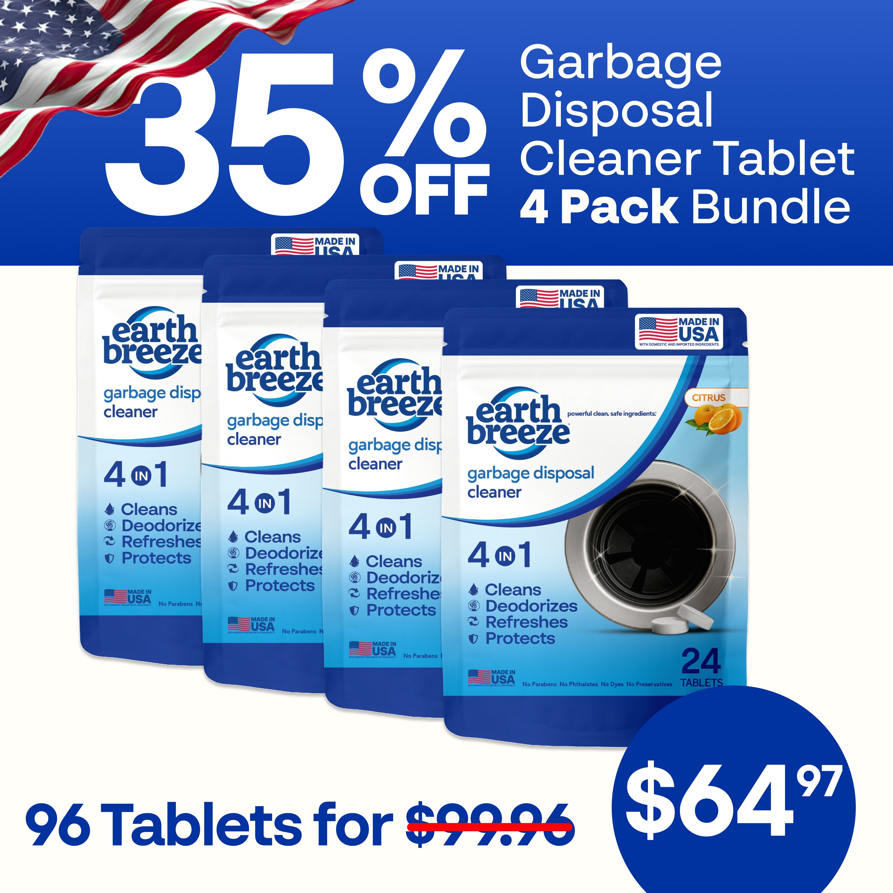 Garbage Disposal Cleaner Tablets - 4 Pack